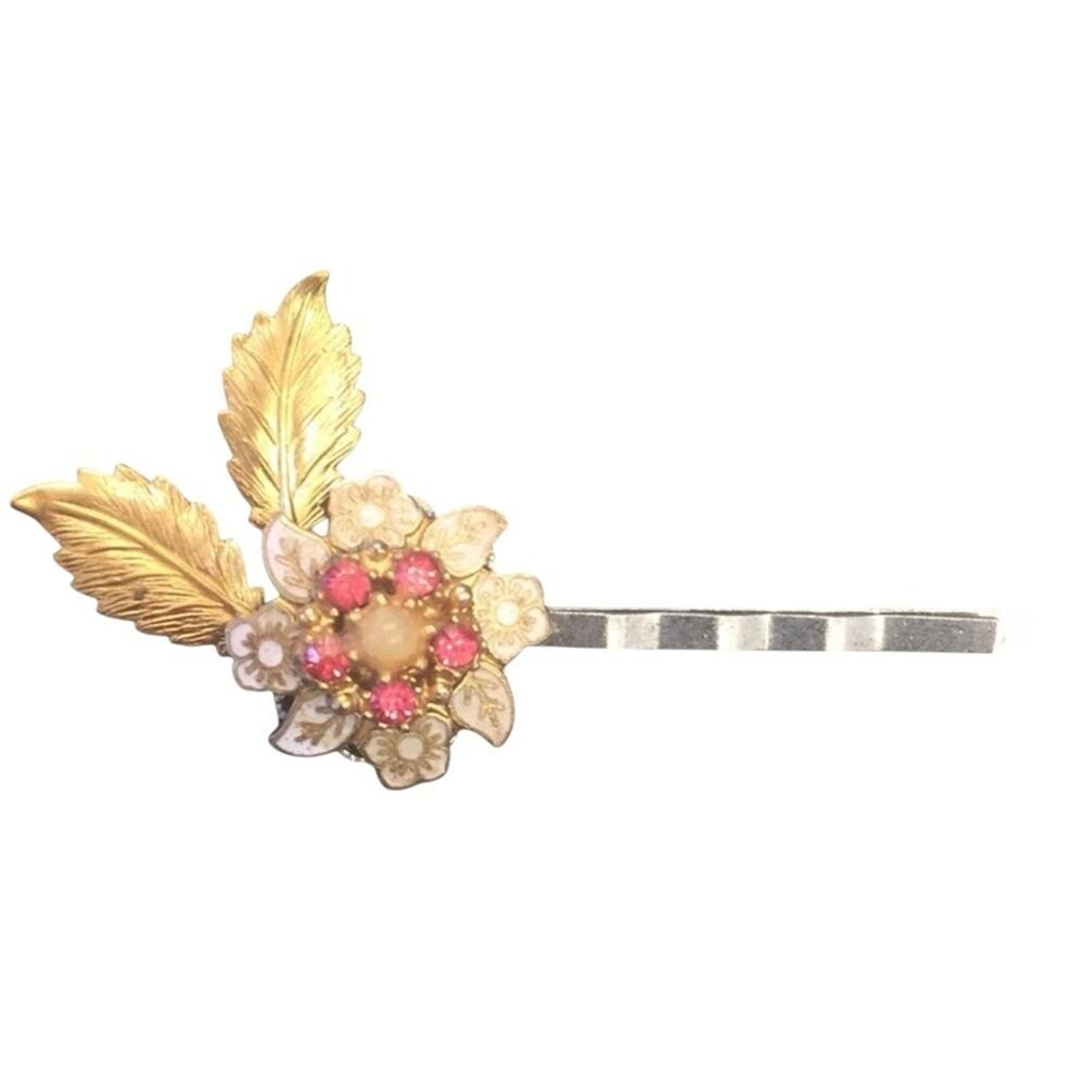 Golden Leaf & Floral Hair ClipS Romantic Botanical NWT Hairpins Elegant NWT